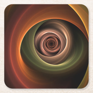 3D Spiral Abstract Warm Colors Modern Fractal Art Vierkante Kartonnen Onderzetter
