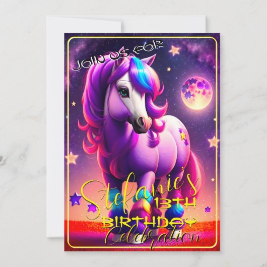 3D Spirit Pony 46 Invitation d'anniversaire (Devant)