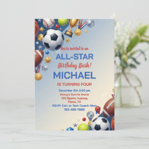 3D Sportkampioen All Star Verjaardagsfeestje Kaart