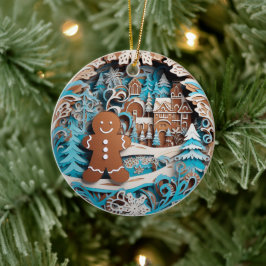 3D Stijl Gingerbread Man, Huis Kerstvakantie Keramisch Ornament