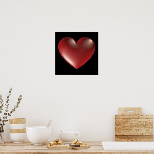 3D stijl hart symbool rood poster (Keuken)