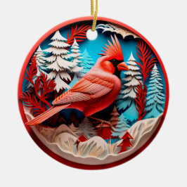 3D Stijl Kardinaal Vogelland Kerstvakantie Keramisch Ornament