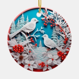3D Stijl Witte Vogels Land Kerstvakantie Keramisch Ornament