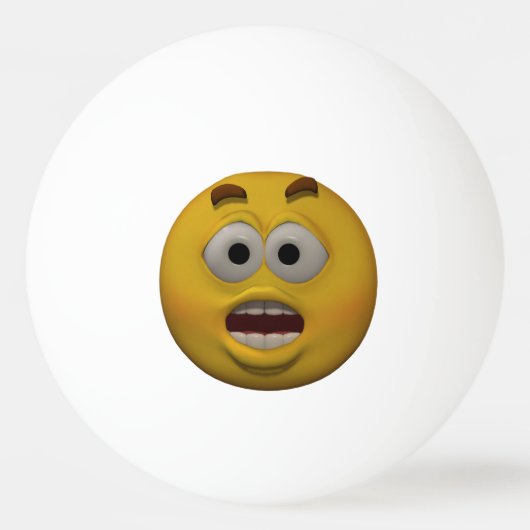 3D Style Affraid Emoticon Pingpongballen (Voorkant)
