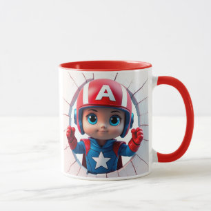 3D superhelden cartoon mok wrap ontwerp