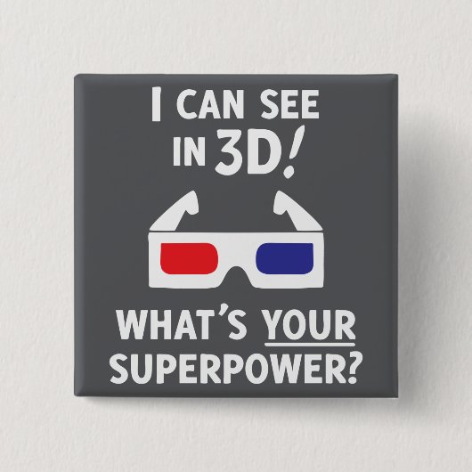3D Superpower Vierkante Button 5,1 Cm (Voorkant)