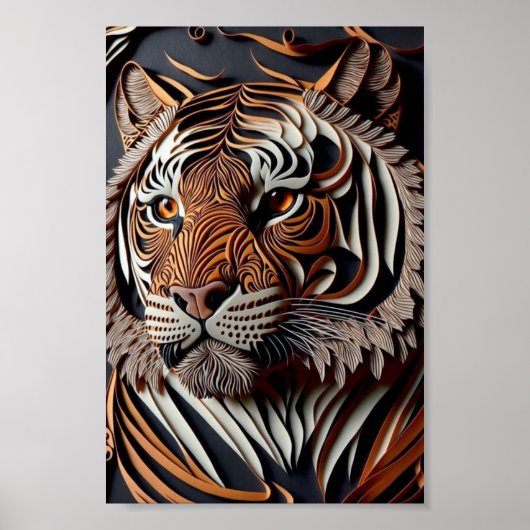 3D TIGER WALL ART POSTER (Voorkant)