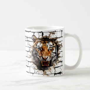 3D Tijger Muurbreuk Kunst – Realistisch Safari Koffiemok