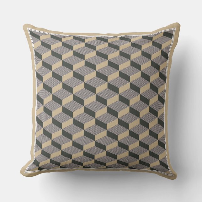 3D tiles beige design Throw Pillow Kussen (Voorkant)