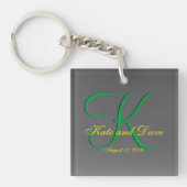 3D Titanium Monogram Datum Gele Tekst Sleutelhanger (Voorkant)