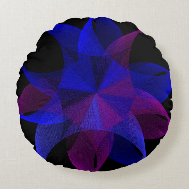 3D To 2D Geometric Cylinder Ring Round Pillow Rond Kussen (Voorkant)