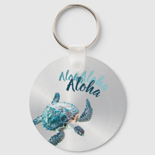3D Turtle Silver Aloha Sleutelhanger