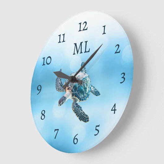 3D Turtle Silver Monogram Grote Klok (Hoek)