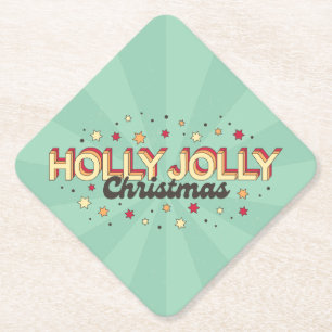 3D typografie, Holly Jolly Xmas tekst Kartonnen Onderzetters