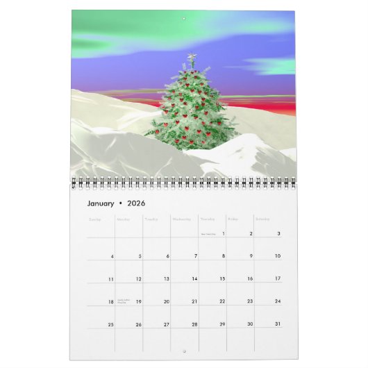 3D-vakantie en seizoensscènes Kalender (Jan 2026)