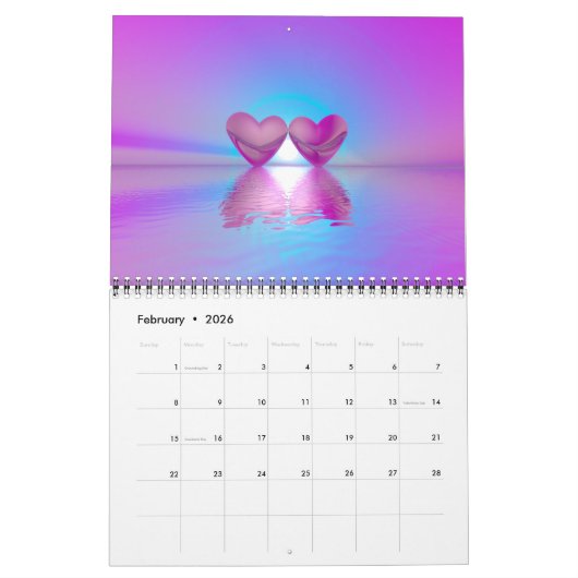 3D-vakantie en seizoensscènes Kalender (Feb 2026)