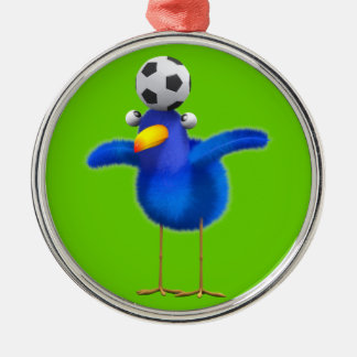 3d Vogel speelt Football (bewerkbaar) Metalen Ornament