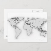 3D-Wereldkaart, computergegenereerd afbeelding Briefkaart (Voorkant / Achterkant)