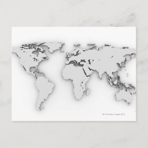 3D-Wereldkaart, computergegenereerd afbeelding Briefkaart