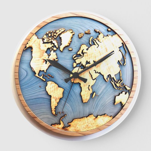 3D Wereldkaart ontwerp Klok (Voorkant)