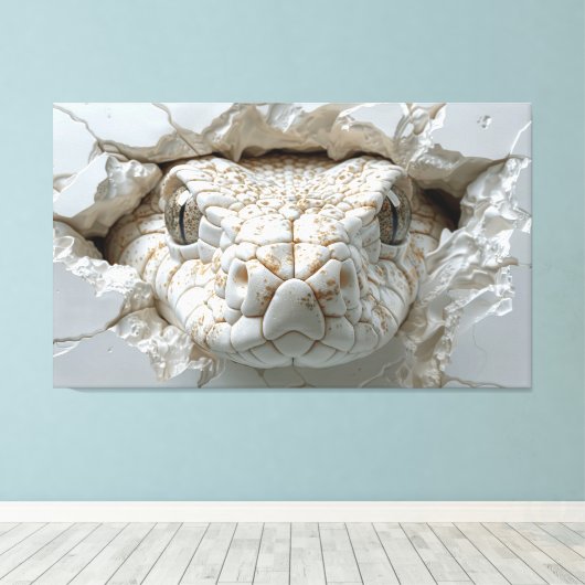 3D White King Cobra Serpent Portrait Toile Mur Art (Insitu (Plancher de Bois))