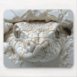 3D White King Cobra Snake Portret Muismat