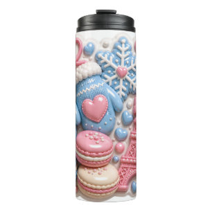 3D Winter Frankrijk Eiffeltoren Macarons Puffy Thermosbeker