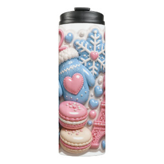 3D Winter Frankrijk Eiffeltoren Macarons Puffy Thermosbeker