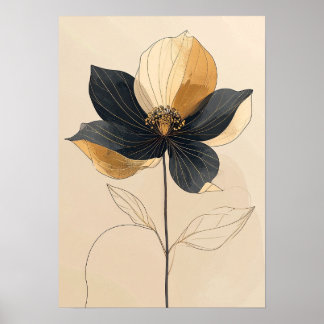 3D Witte Anemoon Bloem Bas-reliëf Wandkunst - Marb Poster
