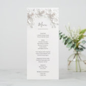3D Witte Gesculptureerde Rozen Menu (Staand voorkant)
