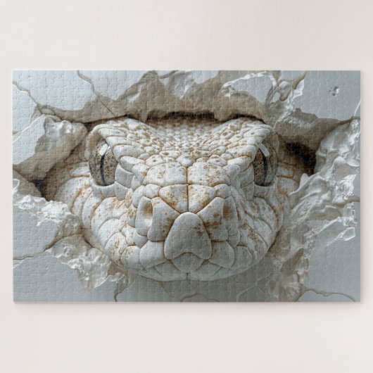 3D Witte Koning Cobra Slang Jigsaw Puzzel (Horizontaal)