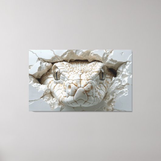 3D Witte Koning Cobra Slang Portret Canvas Muurkun (Voorkant)