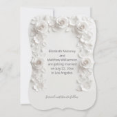 3D Witte Rozen Save The Date Kaart (Achterkant)