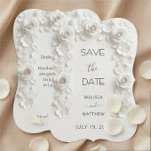 3D Witte Rozen Save The Date Kaart