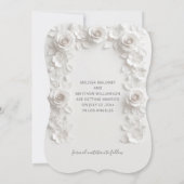 3D Witte Rozen Save The Date Kaart (Achterkant)