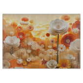 3D Witte sinaasappels bloemen Snijplank (Voorkant)