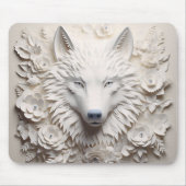 3D Witte Wolf Muismat (Voorkant)