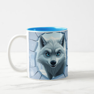 3d wolf Gat In Een Muur Mok Wrap ontwerp
