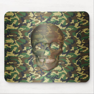 3D Woodland Camo Skull Muismat