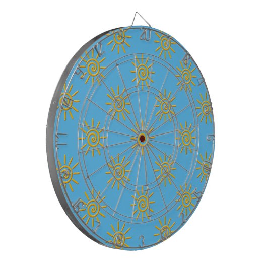 3D Yellow Sun-tekenpatroon Dartbord (Voorkant Links)