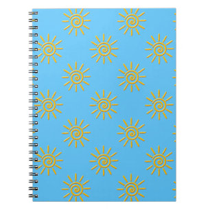 3D Yellow Sun-tekenpatroon Notitieboek