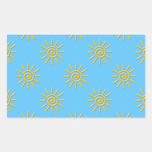 3D Yellow Sun-tekenpatroon Rechthoekige Sticker (Voorkant)