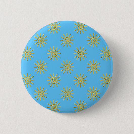 3D Yellow Sun-tekenpatroon Ronde Button 5,7 Cm (Voorkant)
