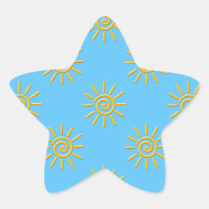 3D Yellow Sun-tekenpatroon Ster Sticker