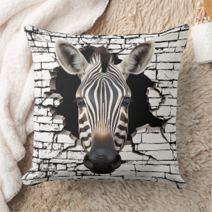 3D Zebra Muurbreuk Kunst – Realistisch Safari Kussen