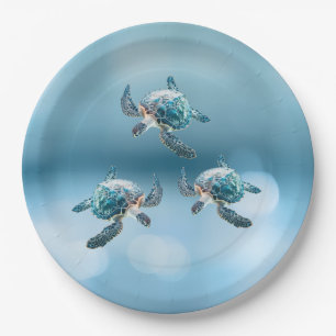 3D Zee Schildpadden Ocean Thema Papieren Bordje