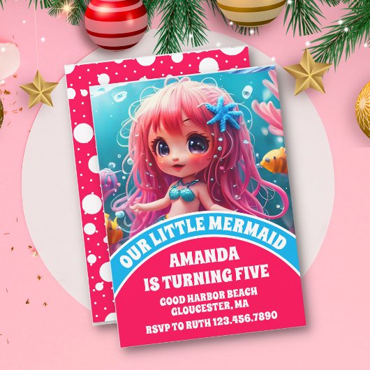 3D Zeemeermin Onder het Zee Verjaardag Kaart