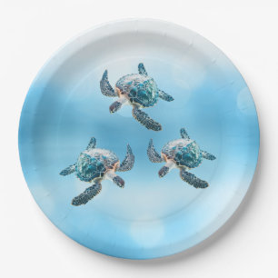 3D Zeeschildpadden Oceaan Thema Papieren Bordje