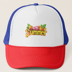 3d Zomer Tekst - Kleurrijke Zomer Tekst met Fruit Trucker Pet