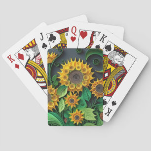 3D Zonnebloemen Pokerkaarten